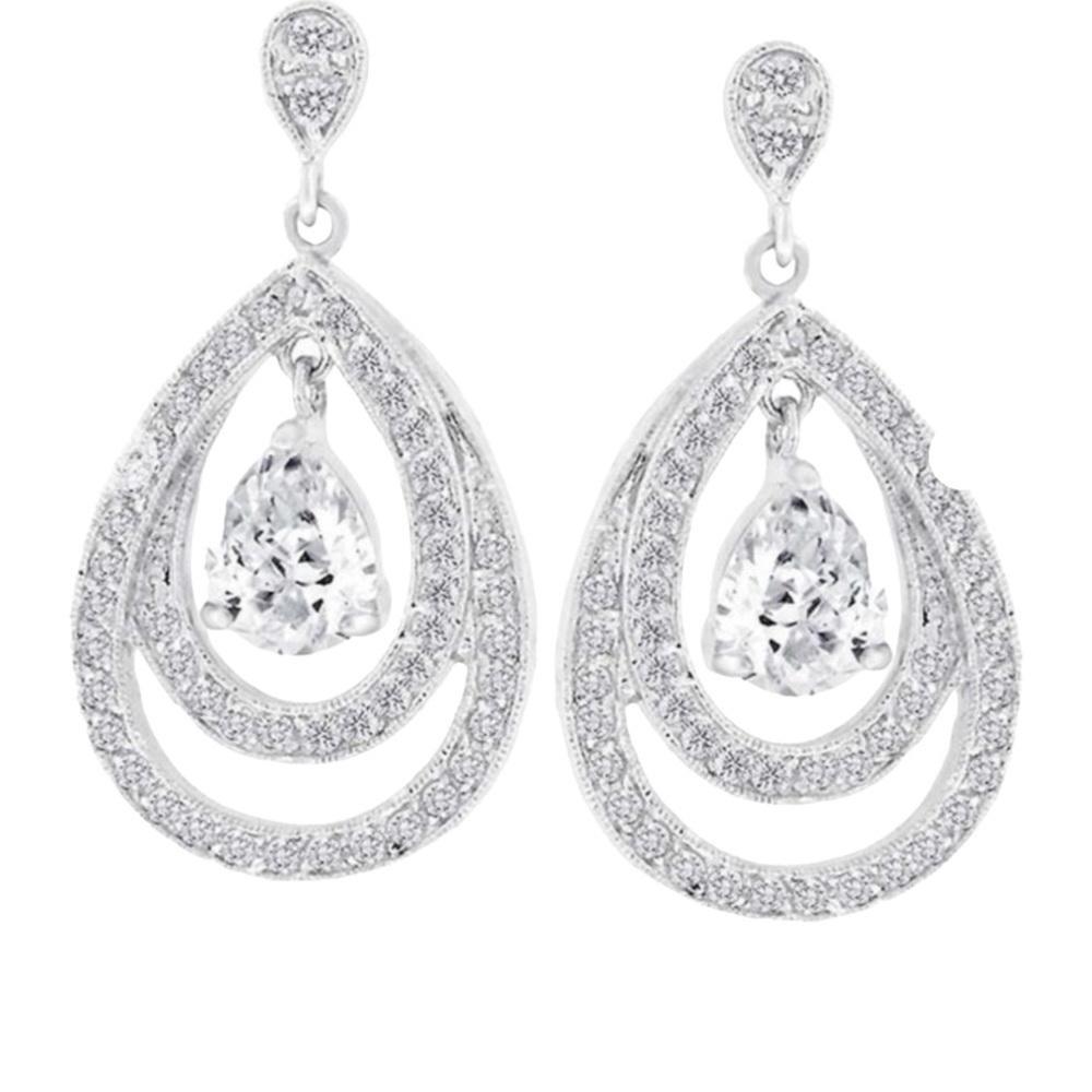 White Topaz‎ Silver / Rhodium Plated Statement Earrings
